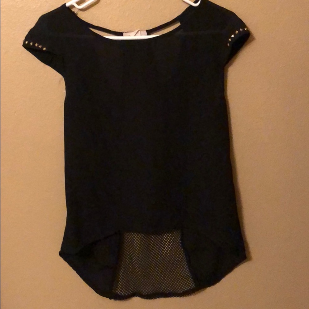 Black blouse, mesh back